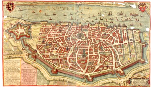Antverpia - Kaart van Antwerpen - Map of Antwerp - met gedichten van Daniel Rogers en Julius Scaliger