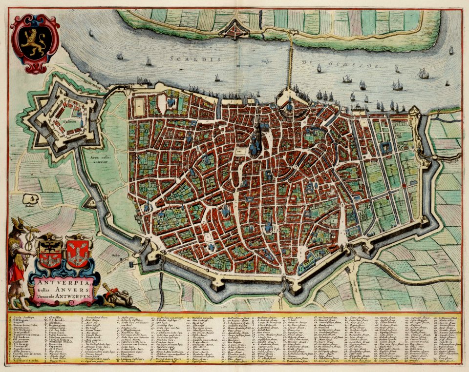 Antwerp - Antverpia; Gallis Anvers, Vernacule Antwerpen (Atlas van Loon)