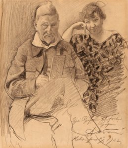 Antti Favén - Double Portrait Drawing of Ilya Repin and Vera Repina