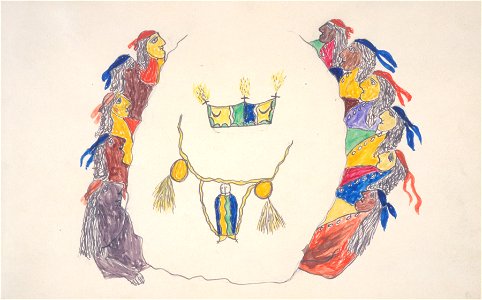 Apaches meeting around a table (Gokliz sketch)
