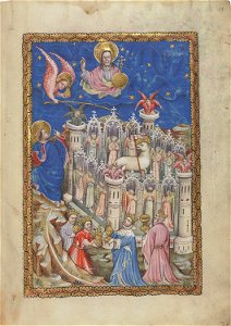 Apocalypse flamande - BNF Néerl3 f.19r New Jerusalem. Free illustration for personal and commercial use.