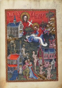 Apocalypse flamande - BNF Néerl3 f.4r - Letters to Sardis, Philadelphia and Laodicea