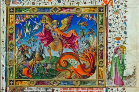 Apocalypse figurée des ducs de Savoie - Escorial E Vit.5 - Michael and dragon