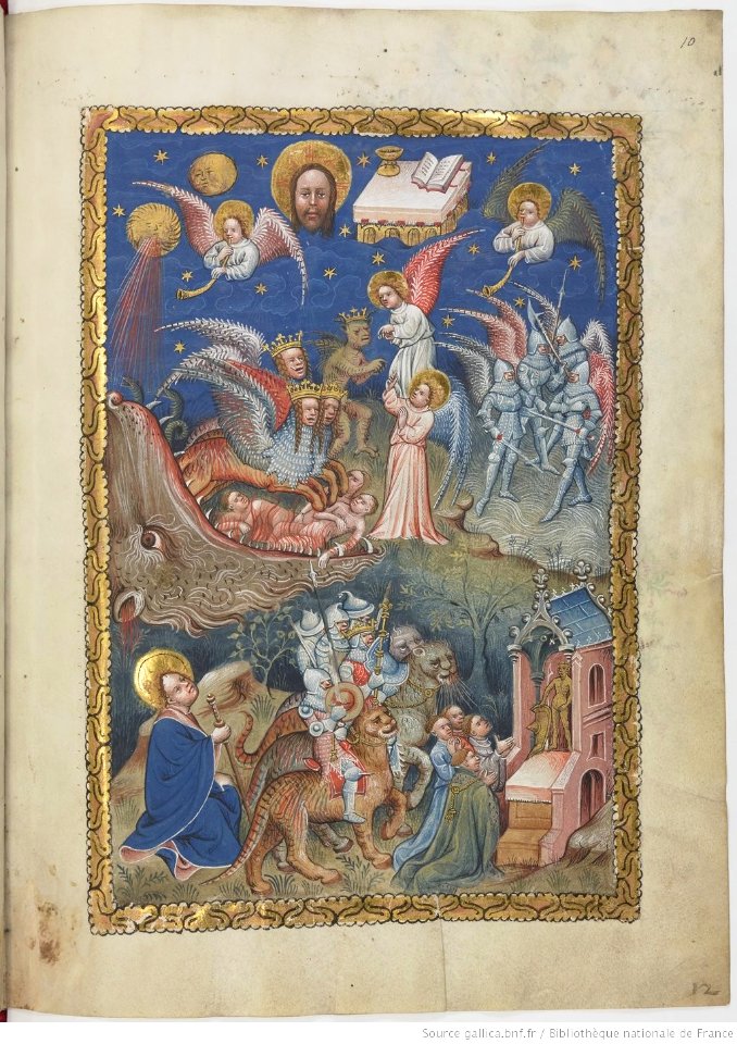 Apocalypse flamande - BNF Néerl3 f.10r Fifth and sixth trumpets