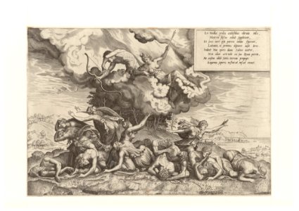 Apollo and Artemis Killing Niobe's Children 1557 print by Giulio Romano, S.IV 2957, Prints Department, Royal Library of Belgium