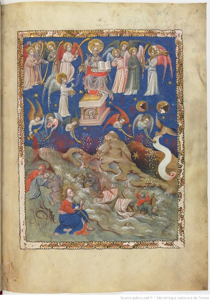 Apocalypse flamande - BNF Néerl3 f.9r Seven trumpets