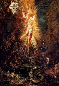Apollo Vanquishing the Serpent Python by Gustave Moreau (1885). Free illustration for personal and commercial use.