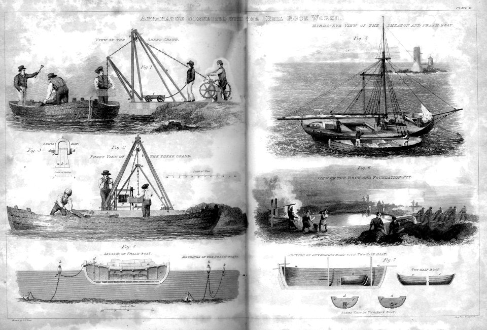 Apparatus connected with the Bell Rock works engraving by William Miller after G Scott