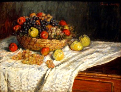 Apples and Grapes, by Claude Monet. Free illustration for personal and commercial use.