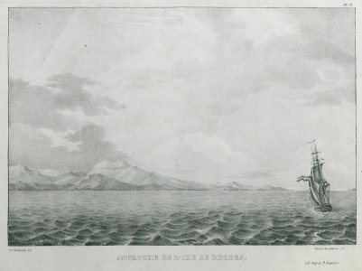 Approche de l'île de Rhodes - Rottiers Bernard Eugène Antoine - 1828
