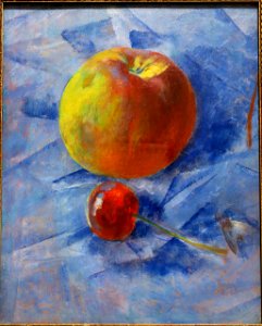 Apple and cherry by Petrov-Vodkin (1917, Paleev. col)