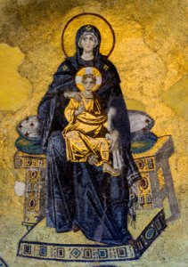 Apse mosaic Hagia Sophia Virgin and Child. Free illustration for personal and commercial use.