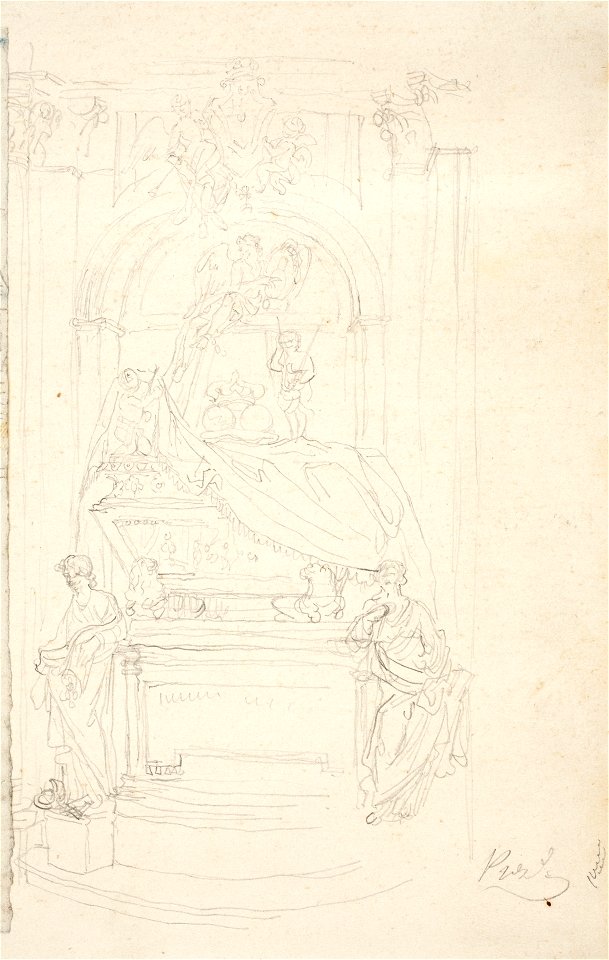Apunte del sepulcro de Fernando VI en las Salesas Reales, Madrid