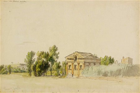 Aquarell - Rom - Tempel der Fortuna - Domenico Quaglio - um 1830