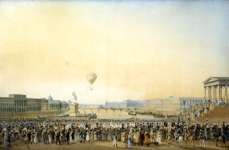 Aquatint, Entrance of Louis XVIII in Paris, Antoine Ignace Melling. Free illustration for personal and commercial use.