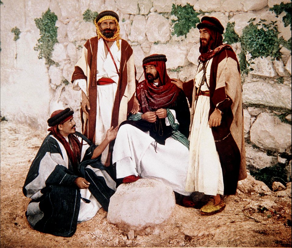 ARAB MEN IN JERUSALEM ENGAGED IN A FRIENDLY CONVERSATION