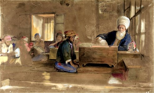 Arab School by John Frederick Lewis. Free illustration for personal and commercial use.