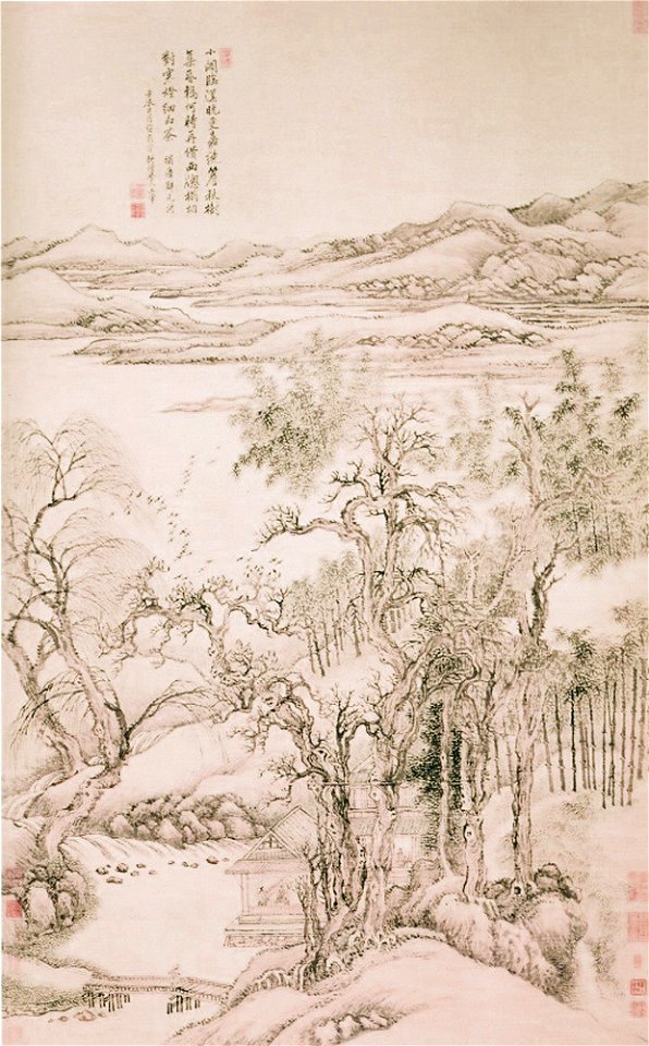 Arbre en automne et corneilles 1712 par le peintre chinois Wang Hui