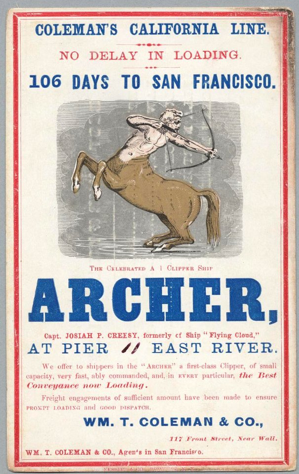 ARCHER Clipper ship sailing card HN002713aA
