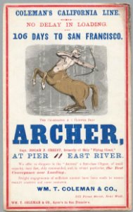ARCHER Clipper ship sailing card HN002713aA. Free illustration for personal and commercial use.