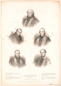Archbishops of Baltimore, five head-and-shoulder portraits) - on stone by A. Newsam ; Lehman & Duval Lithrs. Philada LCCN2003688800