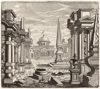 Architectural Fantasy with Obelisks, Ruins, and a Piazza