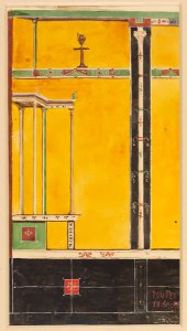 Architectural fresco in Pompeii watercolor by Luigi Bazzani