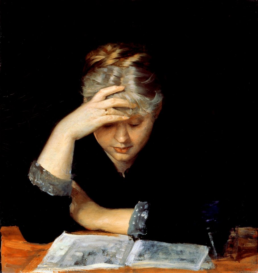 Bashkirtseff, Marie (1858-1884) At a book