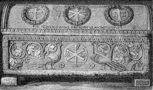 Basilica di Sant Apollinare in Classe Sarcofago dellarcivescovo Teodoro xilografia
