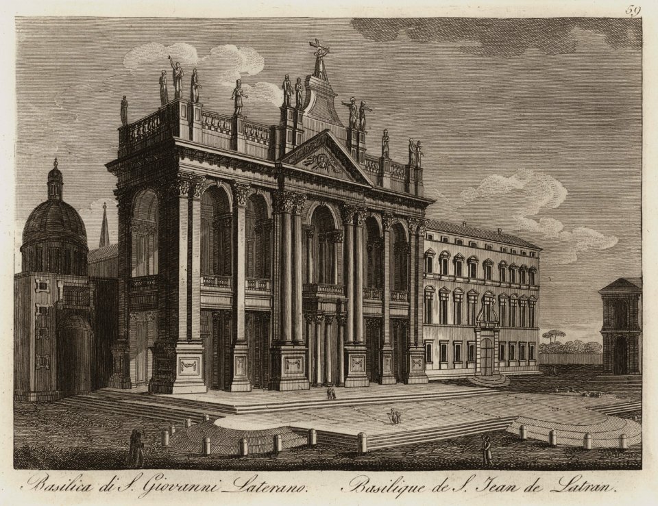 Basilica di San Giovanni Laterano - Li Monumenti Piú Celebri Di Roma Antica E Moderna Disegnati Da Vero Ed Incisi Dai Migliori Artisti Rome Presso Po - 1850