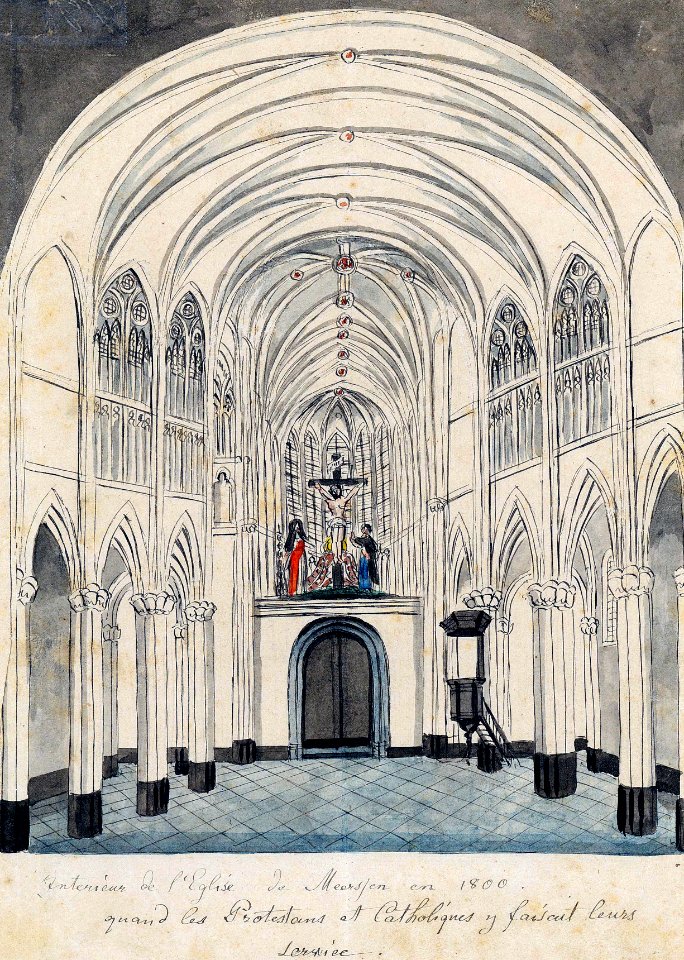 Basiliek van Meerssen, interieur ca 1800 (Ph v Gulpen)