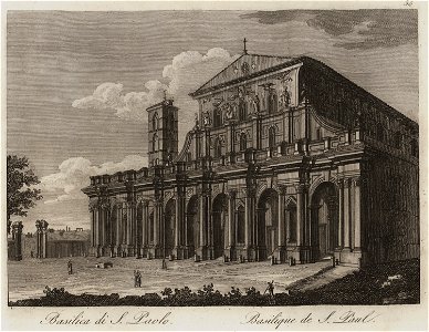 Basilica di S Paolo - Li Monumenti Piú Celebri Di Roma Antica E Moderna Disegnati Da Vero Ed Incisi Dai Migliori Artisti Rome Presso Po - 1850