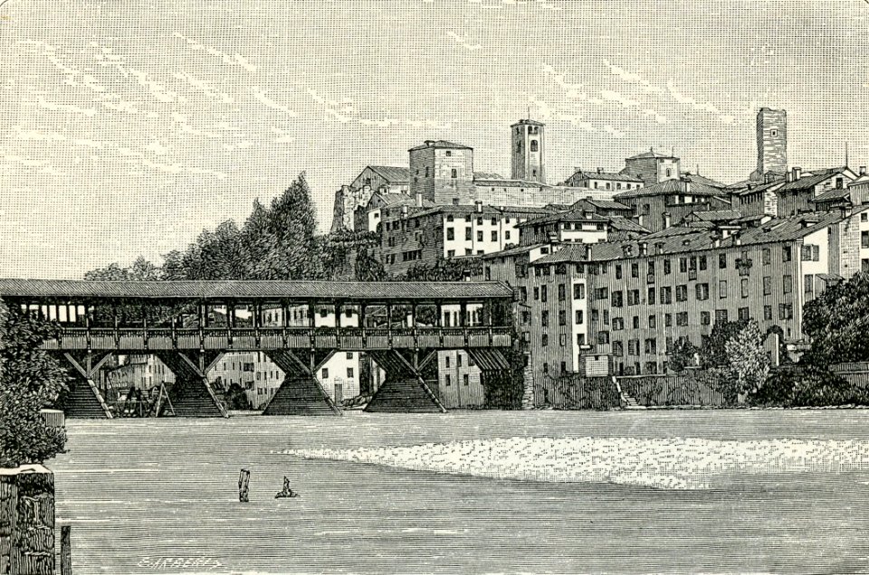 Bassano ponte coperto sul Brenta e Castello