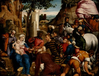 Jacopo Bassano (Jacopo dal Ponte) - The Adoration of the Kings - Google Art Project. Free illustration for personal and commercial use.