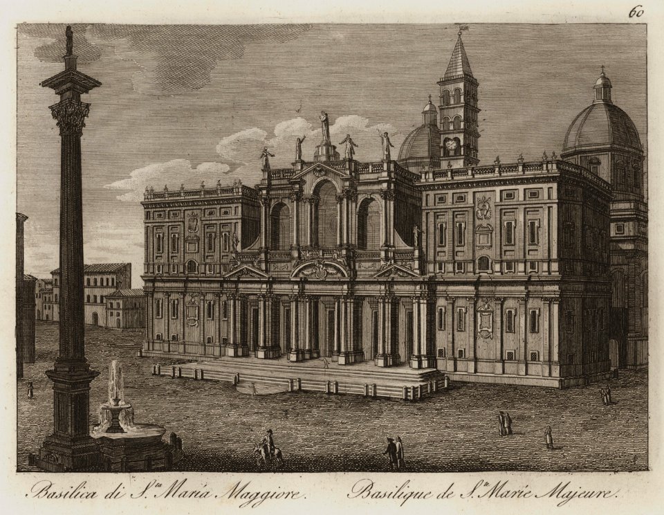 Basilica di Sta Maria Maggiore - Li Monumenti Piú Celebri Di Roma Antica E Moderna Disegnati Da Vero Ed Incisi Dai Migliori Artisti Rome Presso Po - 1850