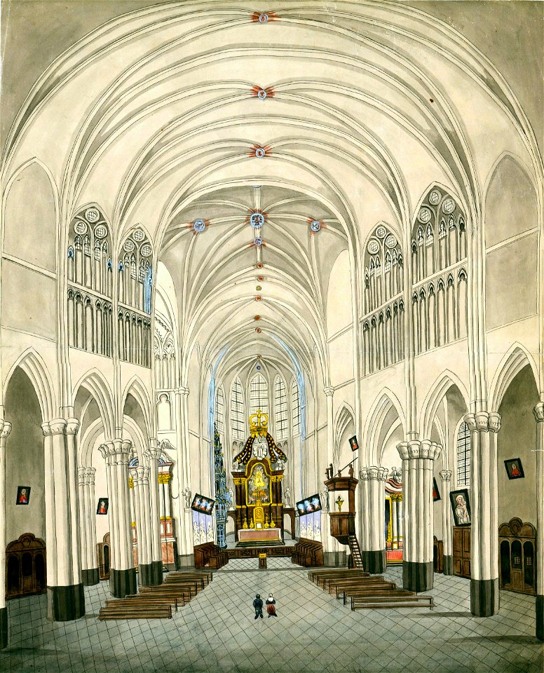 Basiliek van Meerssen, interieurtekening, 1839