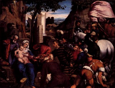 Jacopo da Ponte - Adoration of the Kings - WGA01428. Free illustration for personal and commercial use.