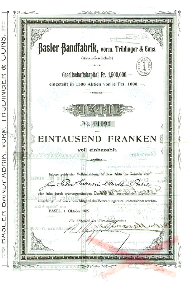 Basler Bandfabrik 1897