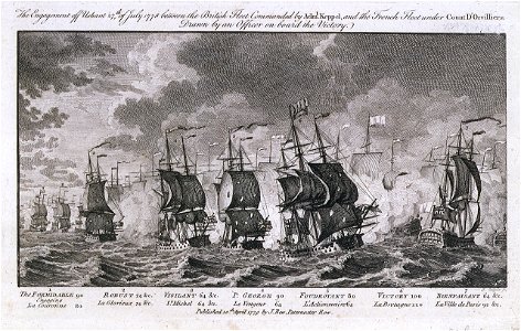 Bataille d Ouessant 1778 gravure anglaise