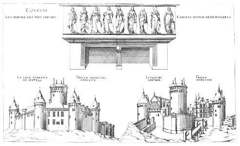 Bastiments v1 (Gregg 1972 p47) - Coucy fireplace of the nine valiants, views of the facades