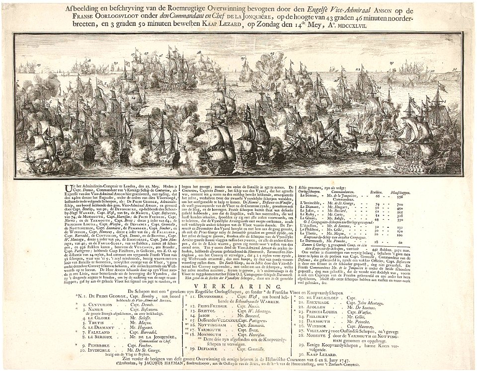 Bataille du cap Ortegal mai 1747 image et texte