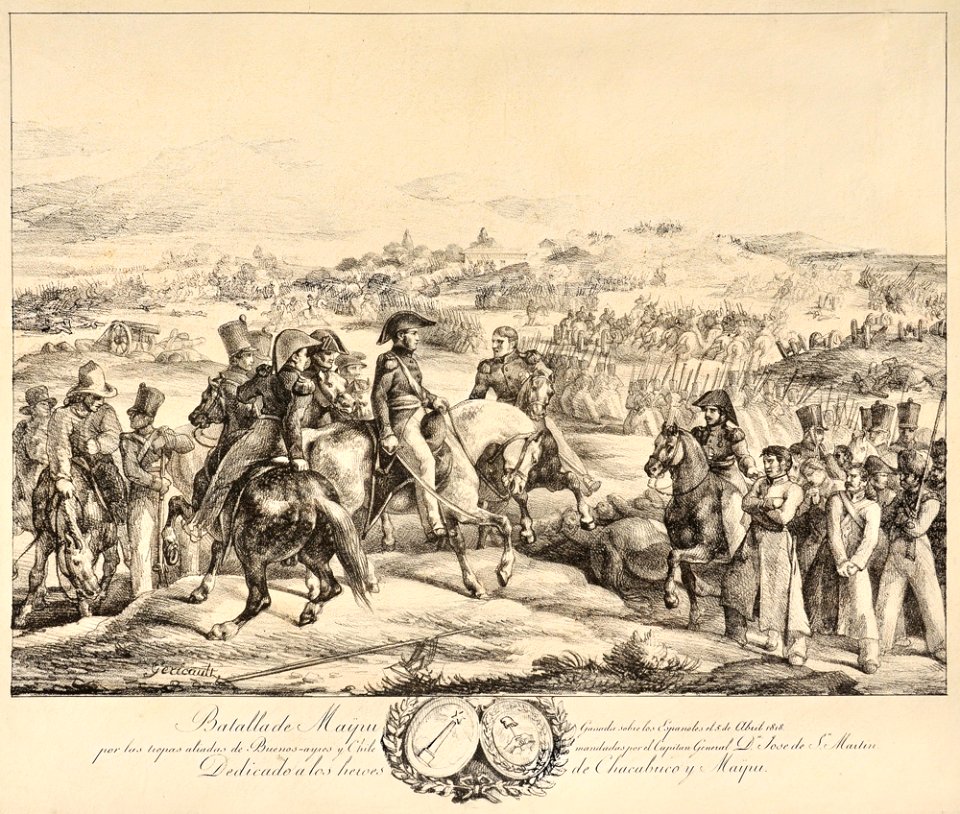 Batalla de Maipo. Litografía de Géricault