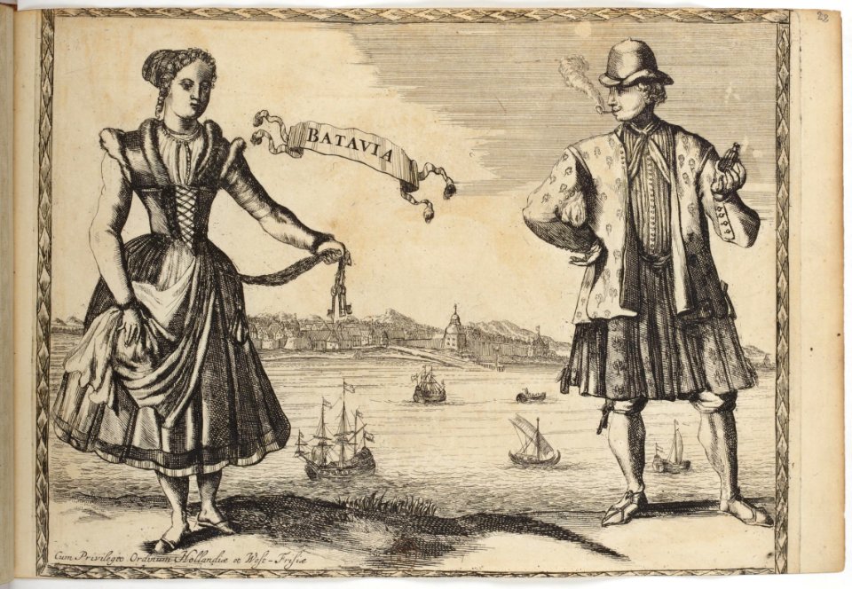 Batavia -Jakarta- - Costumes des quatre parties du monde, gravés dans la manière de Luycken (1670)