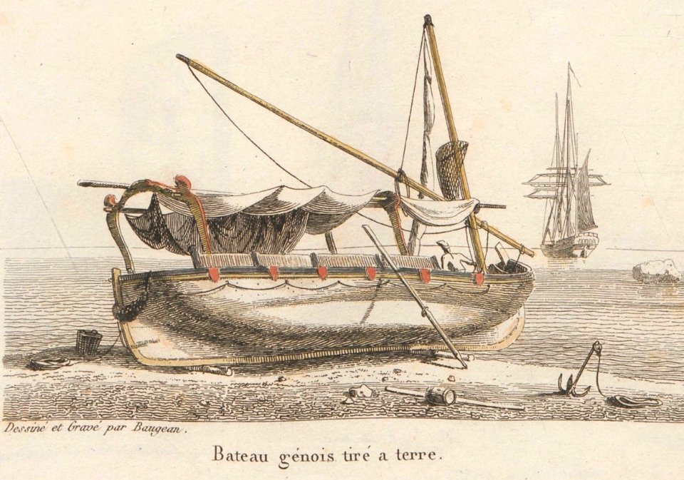 Bateau génois tiré à terre, début du XIXeme siècle