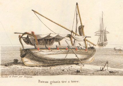 Bateau génois tiré à terre, début du XIXeme siècle