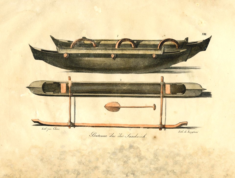 Bateaux des iles Sandwich (Boats from the Sandwich Islands) (BM Oc2006,Prt.99)