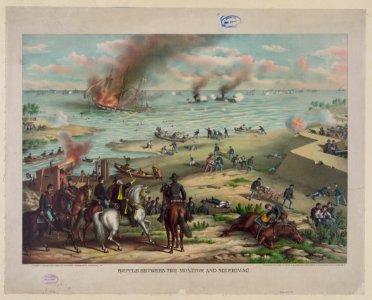 Battle between the Monitor and Merrimac-fought March 9th 1862 at Hampton Roads, near Norfolk, Va. LCCN91482238
