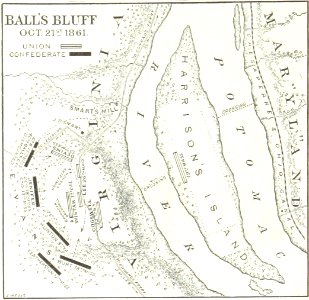 Battle of Ball's Bluff Map. Free illustration for personal and commercial use.
