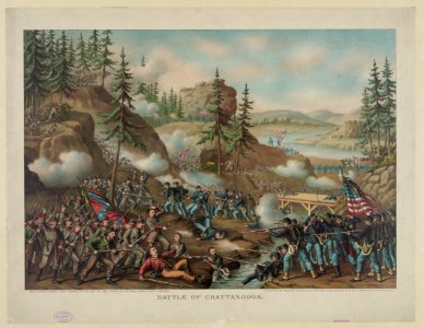 Battle of Chattanooga-Gen. Thomas' charge near Orchard Knob, Nov. 24' 1863-parts A.O.T. Potomac, Tenne. & Cumbd. engaged LCCN91482116
