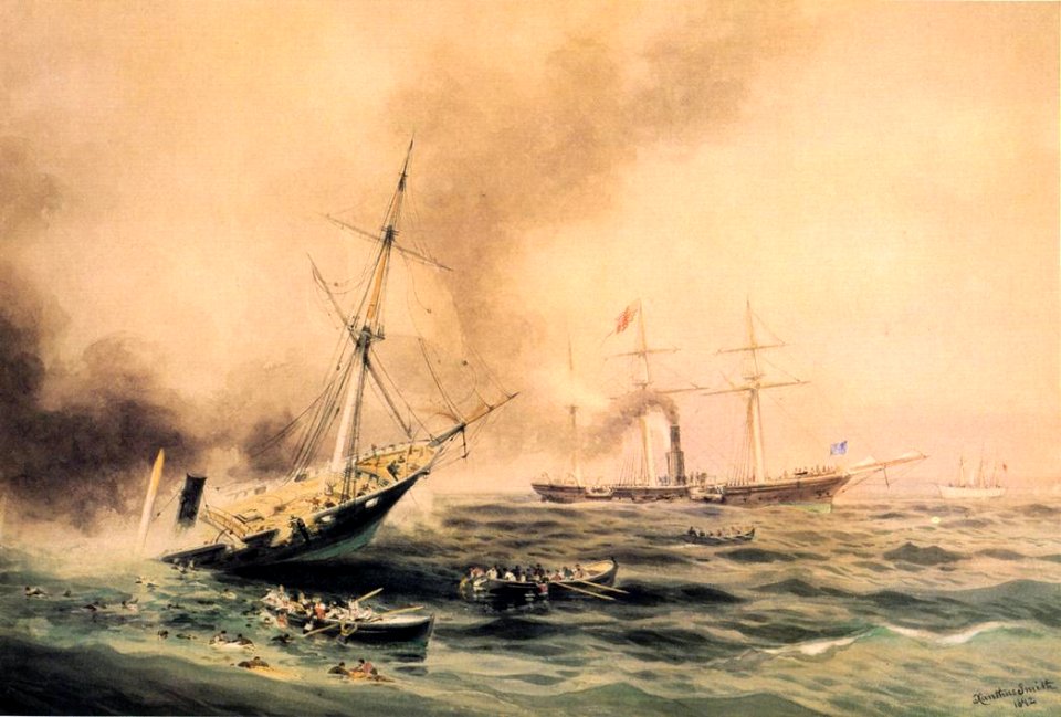 Battle of Kearsarge and Alabama (1892) by Xanthus Smith